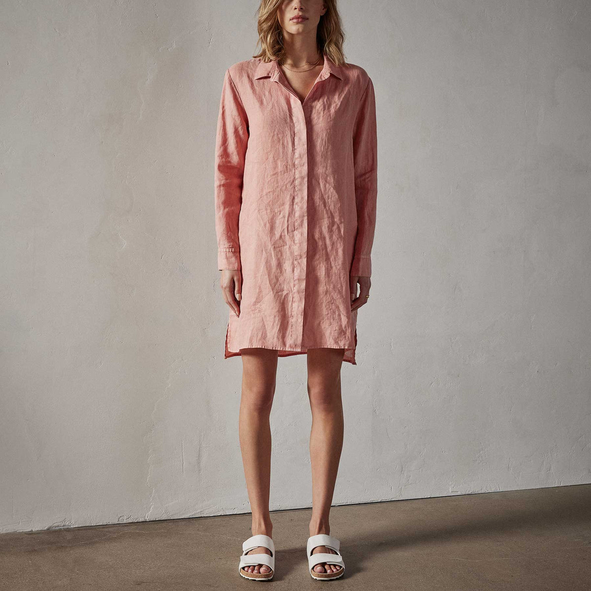Lightweight Linen Shirt Dress in Spritz Pigment | James Perse Los Angeles
