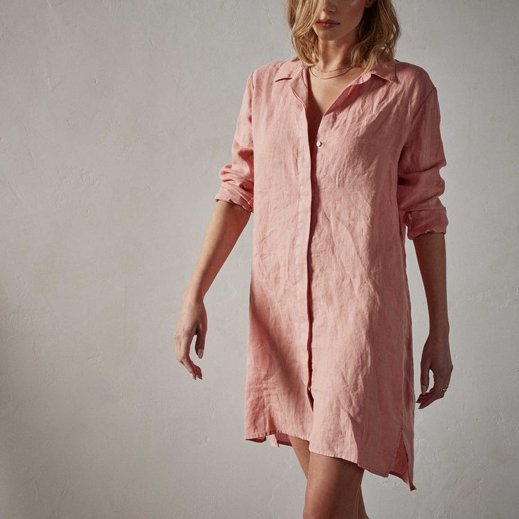 Lightweight Linen Shirt Dress in Spritz Pigment | James Perse Los Angeles
