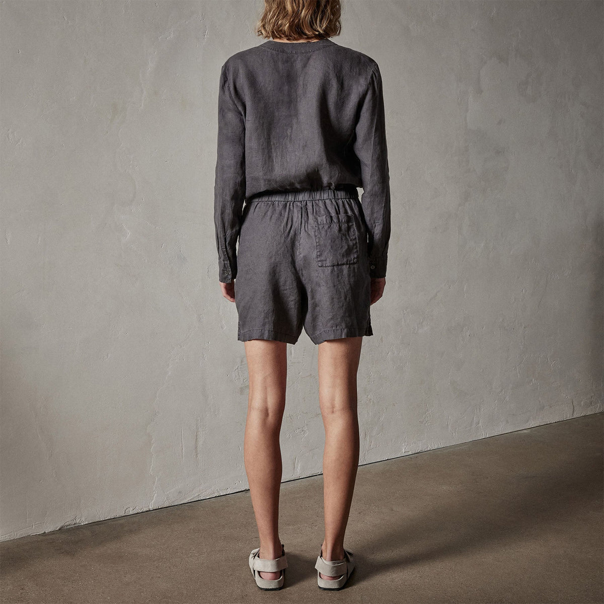 Linen Baseball Romper in Magma Pigment | James Perse Los Angeles