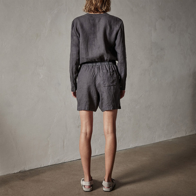 Linen Baseball Romper in Magma Pigment | James Perse Los Angeles
