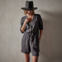 Linen Baseball Romper in Magma Pigment | James Perse Los Angeles
