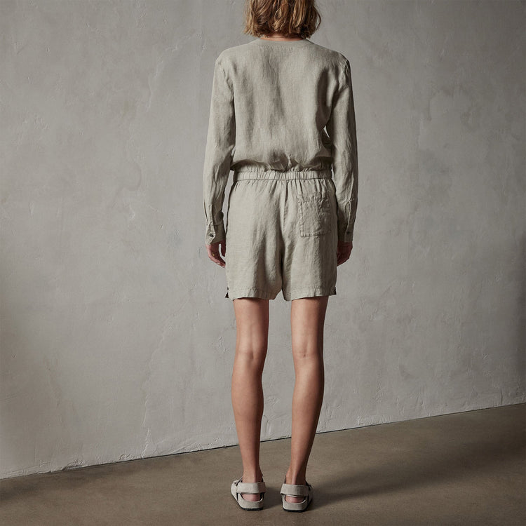 Linen Baseball Romper in Silt Pigment | James Perse Los Angeles