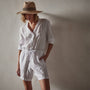 Linen Baseball Romper in White | James Perse Los Angeles