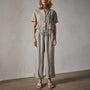 Lightweight Linen Collarless Jumpsuit in Silt Pigment | James Perse Los Angeles 