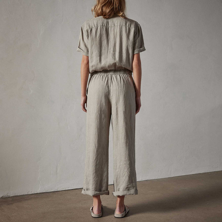 Lightweight Linen Collarless Jumpsuit in Silt Pigment | James Perse Los Angeles 