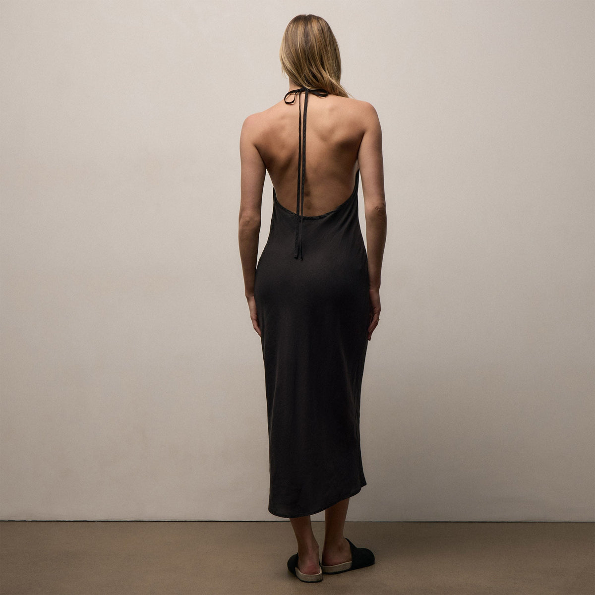 Linen Halter Dress - Black