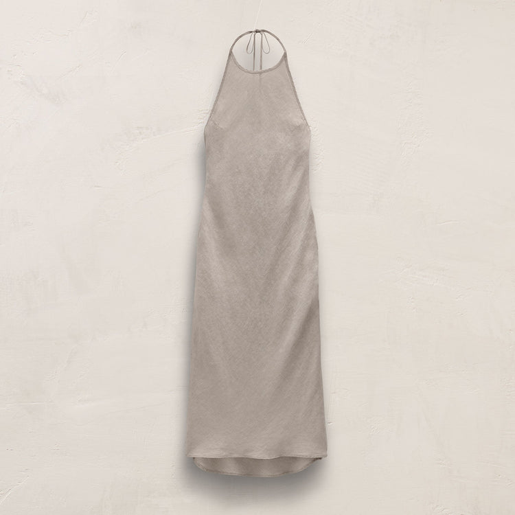 Linen Halter Dress In Salt Pigment | James Perse Los Angeles