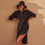 Linen Shirt Dress in Black | James Perse Los Angeles