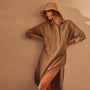 Linen Shirt Dress in Cashew Pigment | James Perse Los Angeles