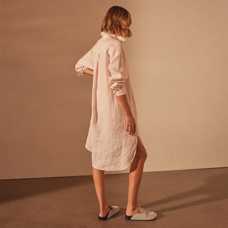Linen Shirt Dress in Zephyr Pigment | James Perse Los Angeles