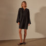 Garment Dye Linen Pin Tuck Dress in Black | James Perse Los Angeles