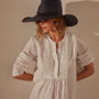 Garment Dye Linen Pin Tuck Dress in White | James Perse Los Angeles