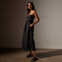 Linen Gathered Tube Dress in Black | James Perse Los Angeles