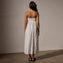 Linen Gathered Tube Dress in White | James Perse Los Angeles