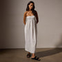 Linen Gathered Tube Dress in White | James Perse Los Angeles