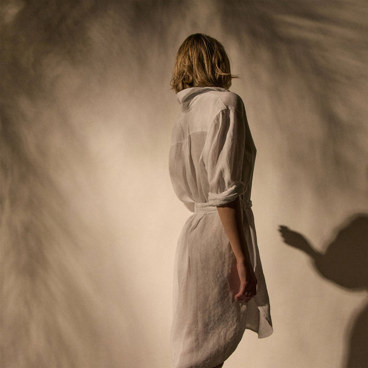 Linen Shirt Dress With Tie | James Perse Los Angeles