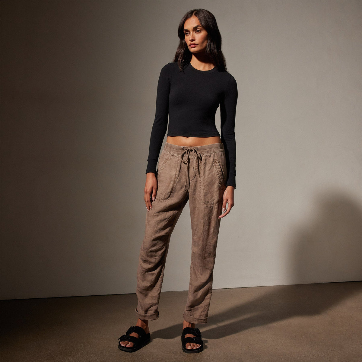 Garment Dye Linen Soft Drape Pant in Cargo Pigment | James Perse Los Angeles