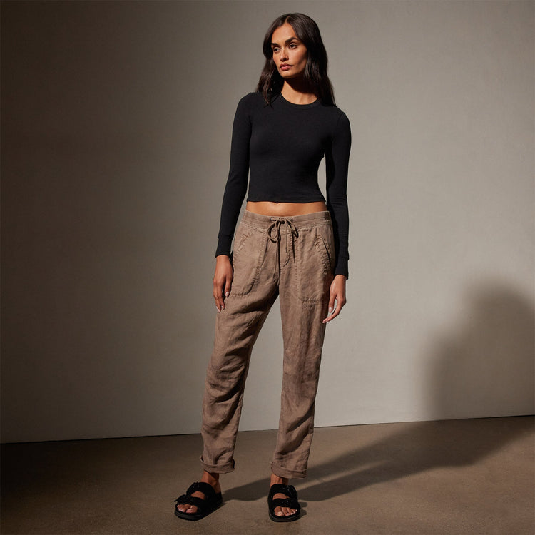 Garment Dye Linen Soft Drape Pant in Cargo Pigment | James Perse Los Angeles