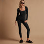 Mid Rise Strtch Velvet Legging in Black | James Perse Los Angeles