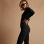 Mid Rise Strtch Velvet Legging in Black | James Perse Los Angeles