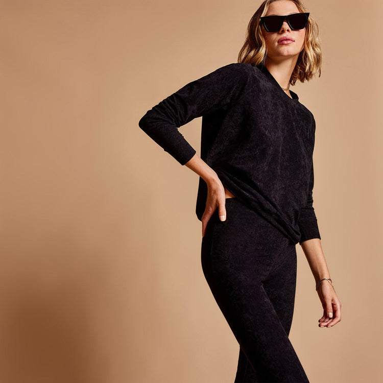 Velvet Flare Legging in Black | James Perse Los Angeles