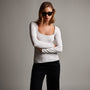 Velvet Square Neck Top in Talc | James Perse Los Angeles