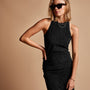 Cut Away Stretch Velvet Tank in Black | James Perse Los Angeles