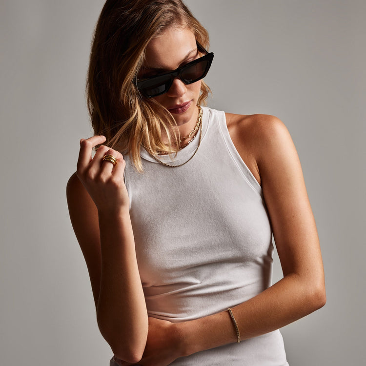 Velvet Cut Away Tank in Talc | James Perse Los Angeles