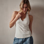 Stretch Velvet Halter Neck Top in Canvas | James Perse Los Angeles