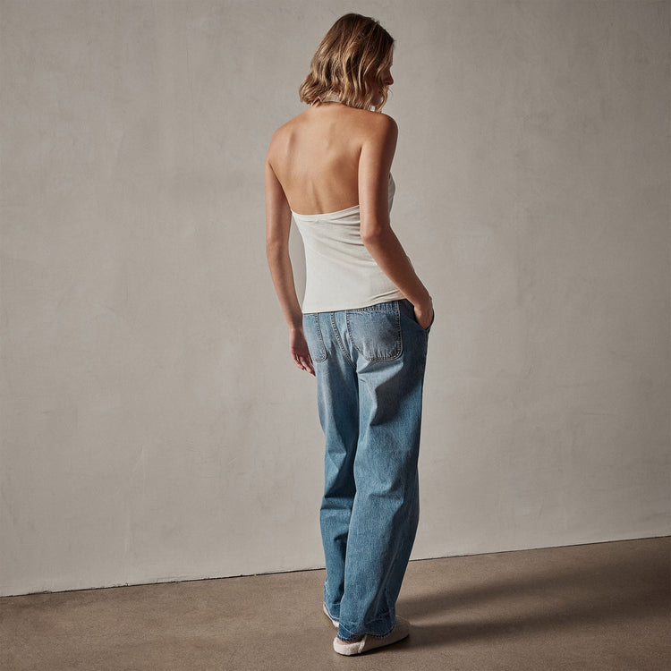 Stretch Velvet Halter Neck Top in Canvas | James Perse Los Angeles