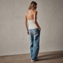 Stretch Velvet Halter Neck Top in Canvas | James Perse Los Angeles