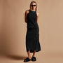 High Low Strtch Velvet Skirt in Black | James Perse Los Angeles