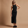 High Low Strtch Velvet Skirt in Black | James Perse Los Angeles
