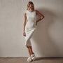 Stretch Velvet Sleeveless Dress in Canvas | James Perse Los Angeles