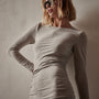 Ruched Velvet Long Sleeve Dress in Dapple | James Perse Los Angeles