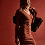 V Neck Velvet Dress in Goji | James Perse Los Angeles