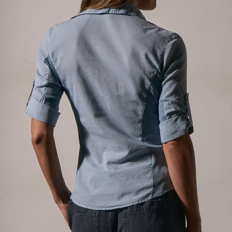 Contrast Panel Shirt in Azure | James Perse Los Angeles
