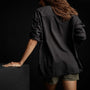 Oversized  Button Front Shirt in Black | James Perse Los Angeles