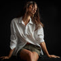 Oversized Button Front Shirt in White | James Perse Los Angeles