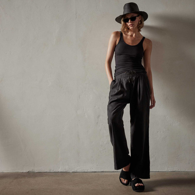 Canyon Linen Pant in Black | James Perse Los Angeles