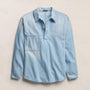 Lightweight Denim Patch Pocket Top in Light Blue Wash | James Perse Los Angeles