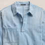 Lightweight Denim Patch Pocket Top in Light Blue Wash | James Perse Los Angeles