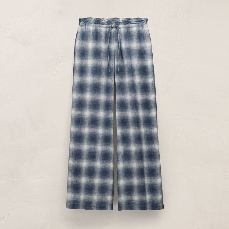 Plaid Linen Beach Pant in Blue Plaid | James Perse Los Angeles