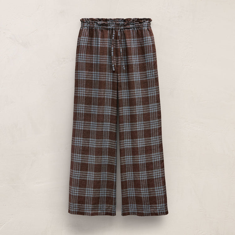 Plaid Linen Beach Pant in Plum Plaid | James Perse Los Angeles