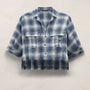 Plaid Linen Crop Shirt in Blue Plaid | James Perse Los Angeles