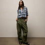 Plaid Linen Cropped Pocket Shirt in Blue Plaid | James Perse Los Angeles