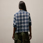 Plaid Linen Cropped Pocket Shirt in Blue Plaid | James Perse Los Angeles