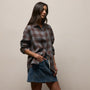 Plaid Linen Oversized Shirt in Plum Plaid | James Perse Los Angeles