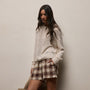 Plaid Linen Short in Chestnut Plaid | James Perse Los Angeles