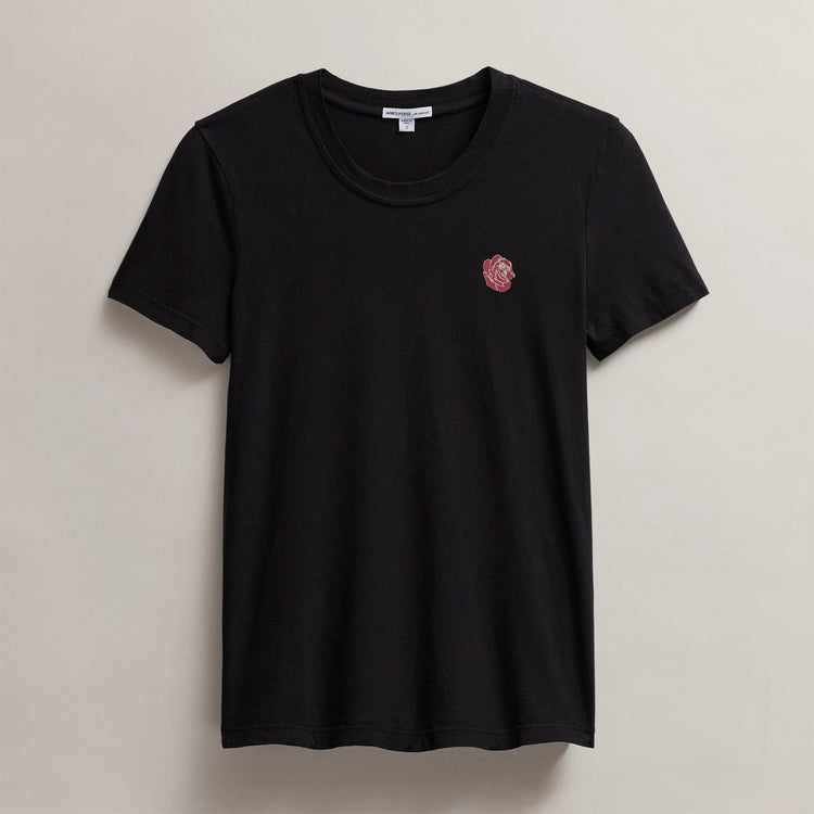 Women's Grateful Dead Rose Short Sleeve Crew in Black/Red | James Perse Los Angeles